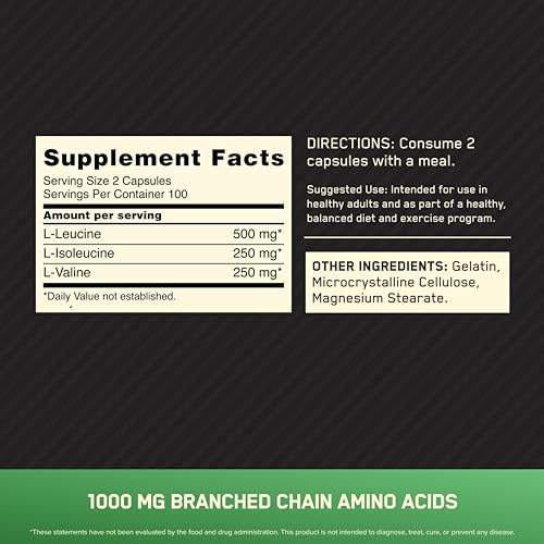 Optimum Nutrition BCAA 1000 Caps, 200 Count