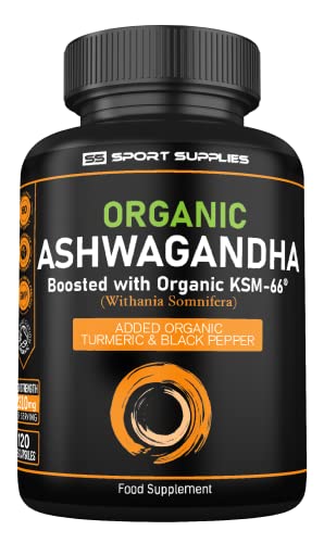 Organic Ashwagandha Capsules with Turmeric and Black Pepper