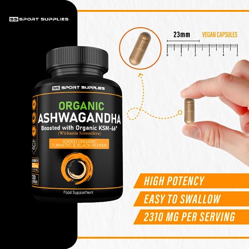 Organic Ashwagandha Capsules with Turmeric and Black Pepper
