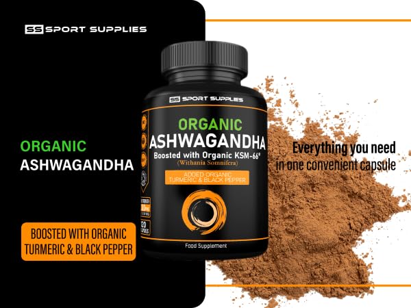 Organic Ashwagandha Capsules with Turmeric and Black Pepper