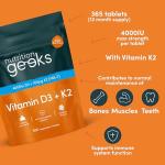 High Strength Vitamin D3 4000iu & K2 100μg Tablets