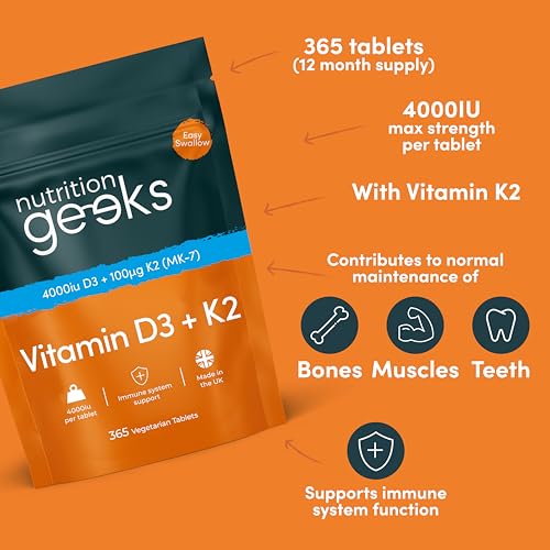 High Strength Vitamin D3 4000iu & K2 100μg Tablets