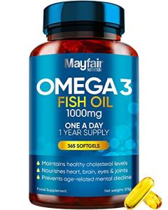 Omega 3 1000mg Fish Oil Capsules - Supports Heart & Brain