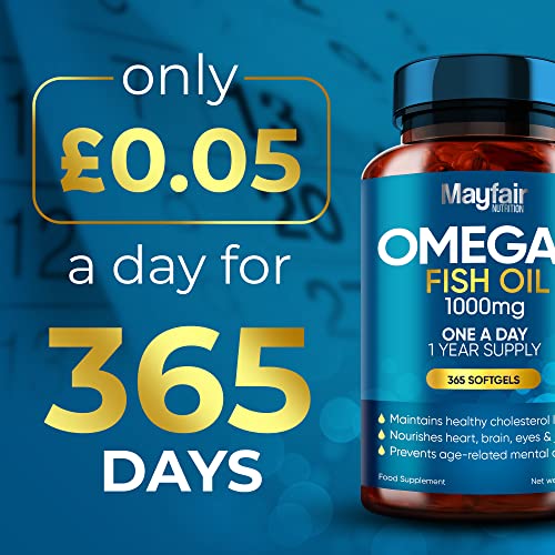 Omega 3 1000mg Fish Oil Capsules - Supports Heart & Brain