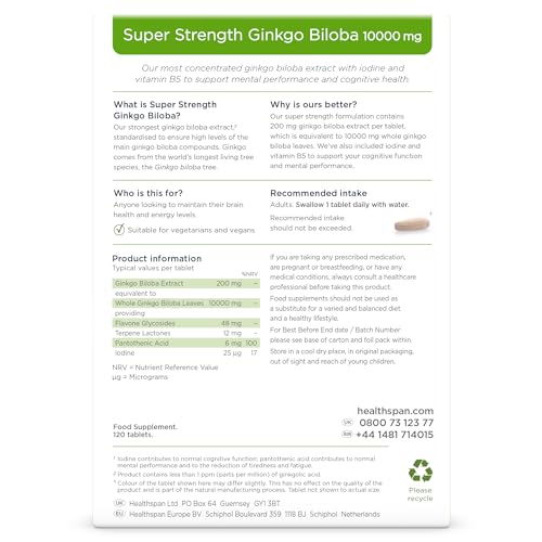 Ginkgo Biloba 10,000 mg for Cognitive Support