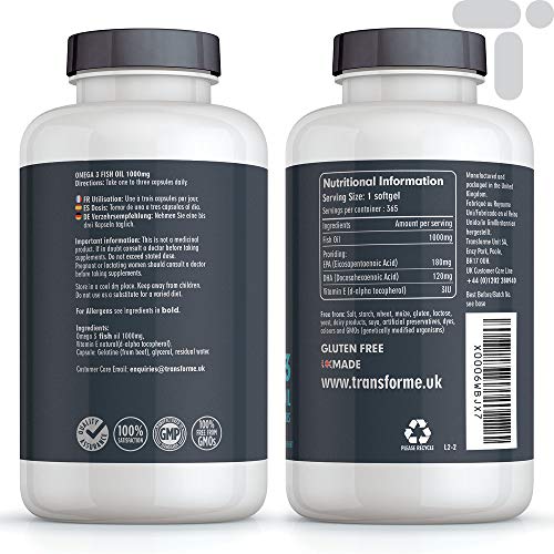 Omega 3 Fish Oil 1000mg, 365 Softgels