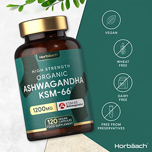 High-Dose Organic Ashwagandha Capsules 1200mg 120 Count
