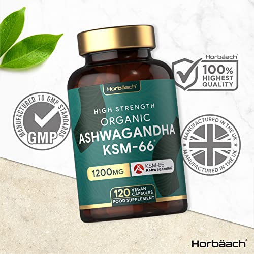 High-Dose Organic Ashwagandha Capsules 1200mg 120 Count