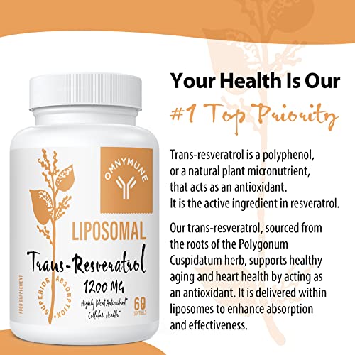 Liposomal Trans-Resveratrol 1200mg Antioxidant Support