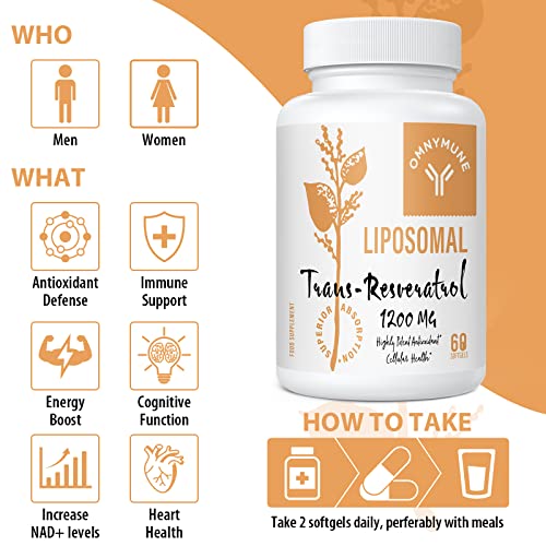 Liposomal Trans-Resveratrol 1200mg Antioxidant Support
