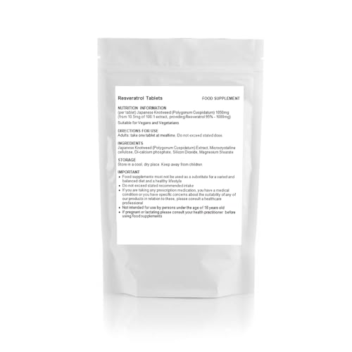 Resveratrol 1000mg - 100 Vegan Tablets for Health
