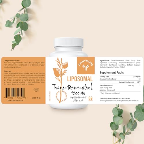 Liposomal Trans-Resveratrol 1200mg Antioxidant Support