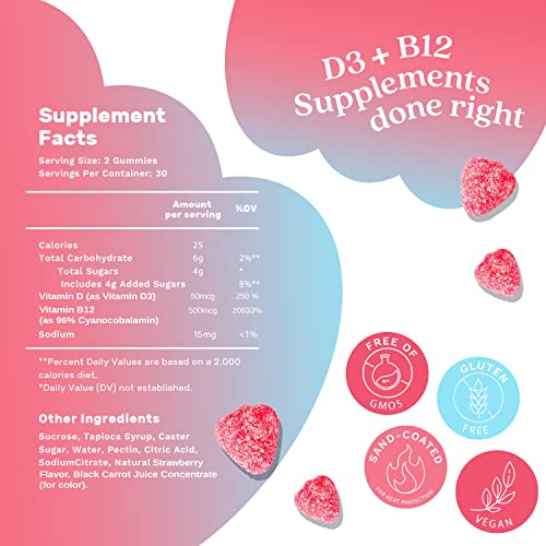 BeLive Vitamin D3 & B12 Gummies, 60 Count