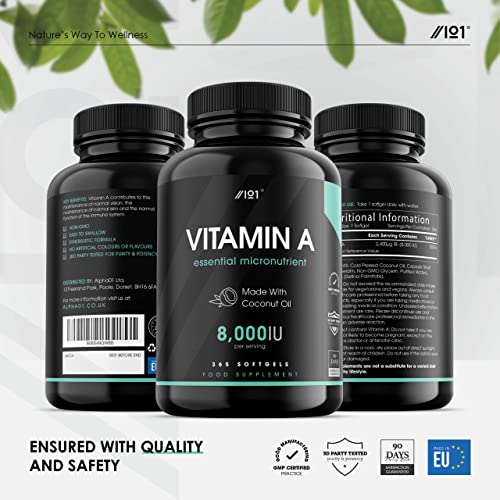 Vitamin A 8000IU with Coconut Oil - 365 Softgels