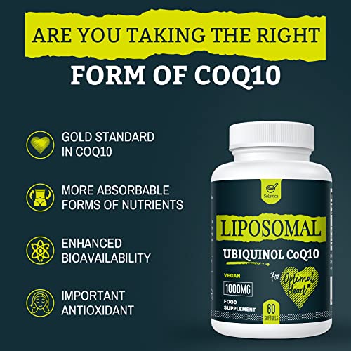 Vegan CoQ10 1000 mg Liposomal Antioxidant 60 Softgels