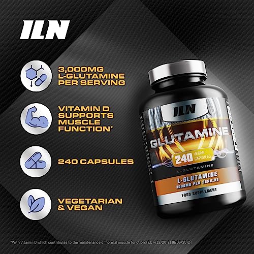 L-Glutamine 3000mg with D3 & B12 - 240 Capsules