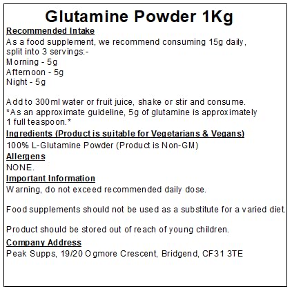 Pure L-Glutamine Powder 1Kg for Muscle Support