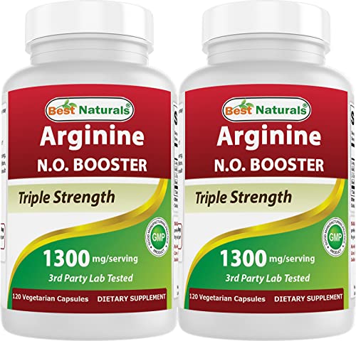 L-Arginine NO Booster Triple Strength 1300mg 120 Veg Capsules