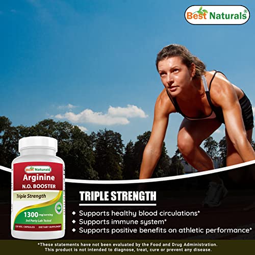 L-Arginine NO Booster Triple Strength 1300mg 120 Veg Capsules