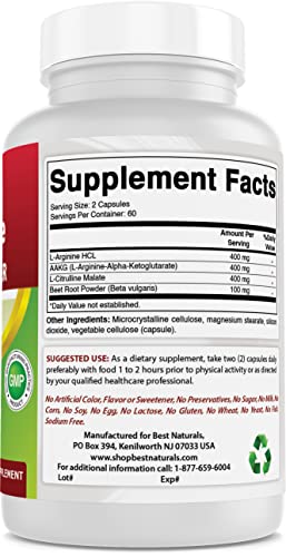 L-Arginine NO Booster Triple Strength 1300mg 120 Veg Capsules