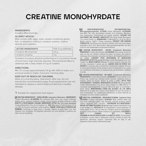 Kreatin Monohydrat Pulver, Geschmacksneutral, 500 g