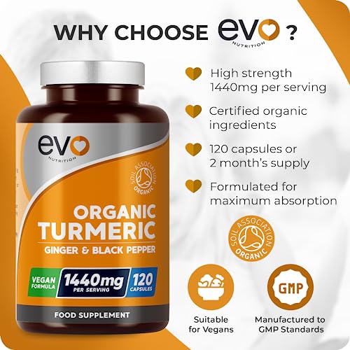 EVO NUTRITION Organic Turmeric with Curcumin Capsules