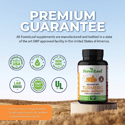 Extra Strength Organic Turmeric Supplement 120ct 2265mg