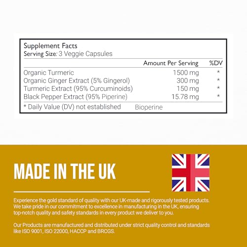 Organic Turmeric Curcumin 1950mg with Black Pepper