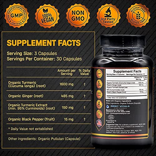 Organic Turmeric Curcumin with Black Pepper 90 Caps