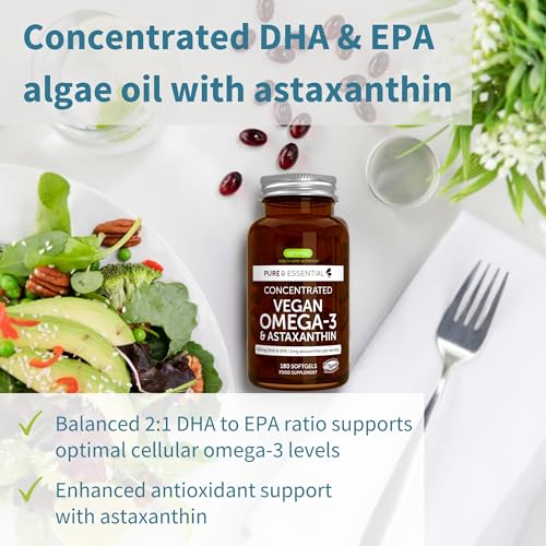 Vegan Omega 3 Algenöl Kapseln mit Astaxanthin