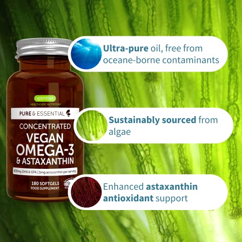 Vegan Omega 3 Algenöl Kapseln mit Astaxanthin