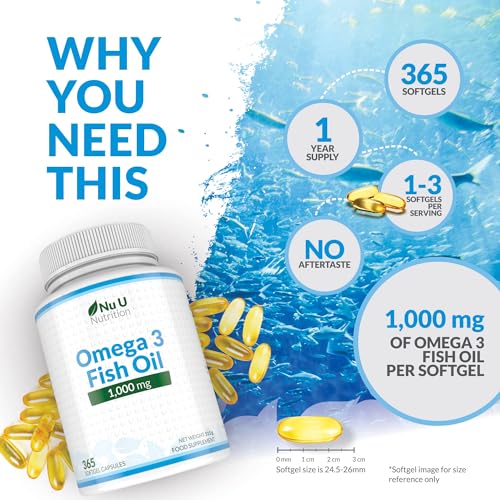 High-Potency Omega 3 Fish Oil 1000mg 365 Softgels