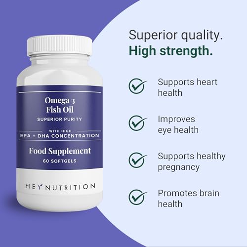 Hey Nutrition Omega-3 Fish Oil 2000mg with Vitamin E