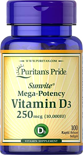 Vitamin D3 10000 IU for Immune Support, 100 Softgels