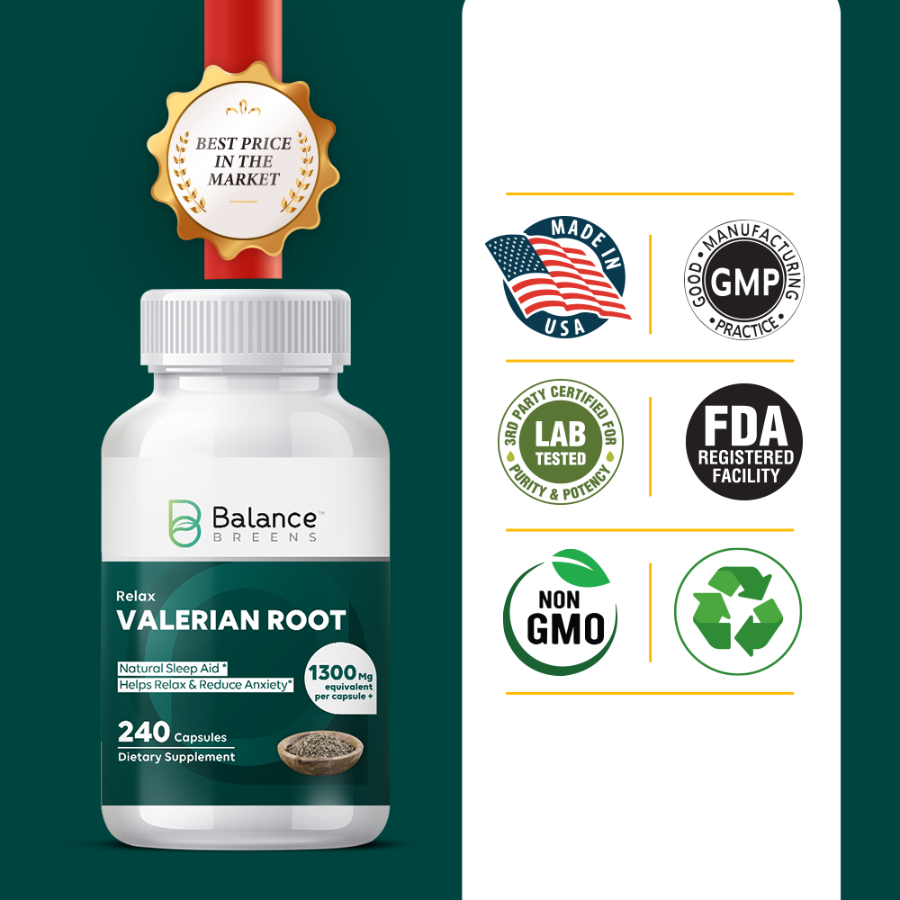 Valerian Root 1300mg Sleep Aid - 240 Capsules