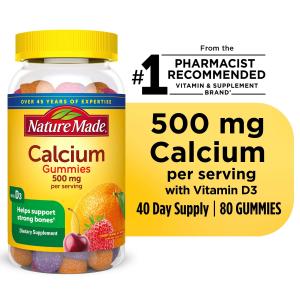 Nature Made Calcium Gummies, Cherry Orange Strawberry 160 Count