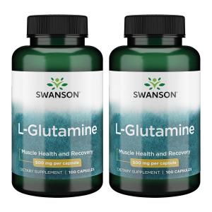 Swanson L-Glutamine 500 mg - 100 Capsules, 2 Pack