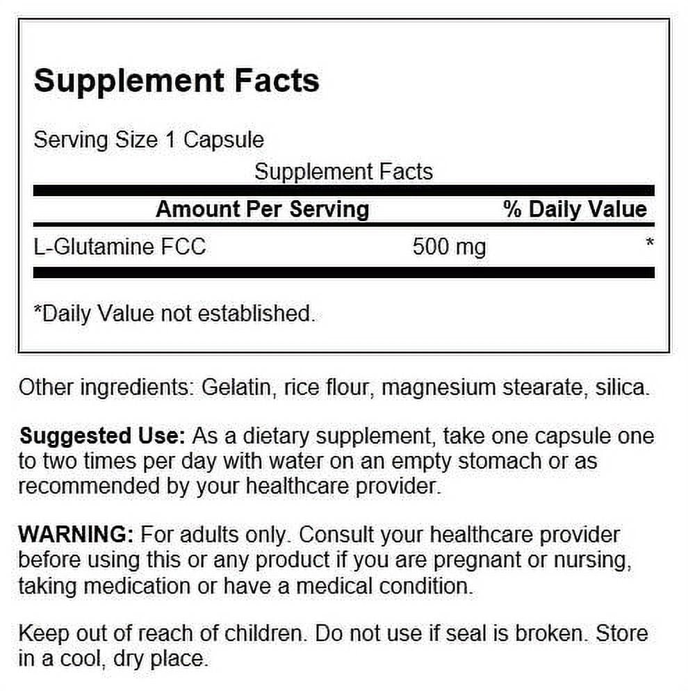 Swanson L-Glutamine 500mg - 100 Capsules, 2 Pack