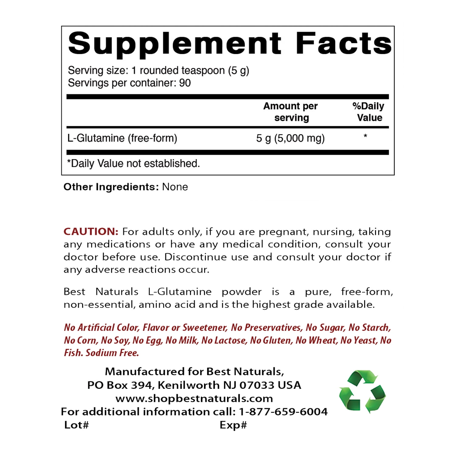 L-Glutamine Powder - 100% Pure Recovery Support