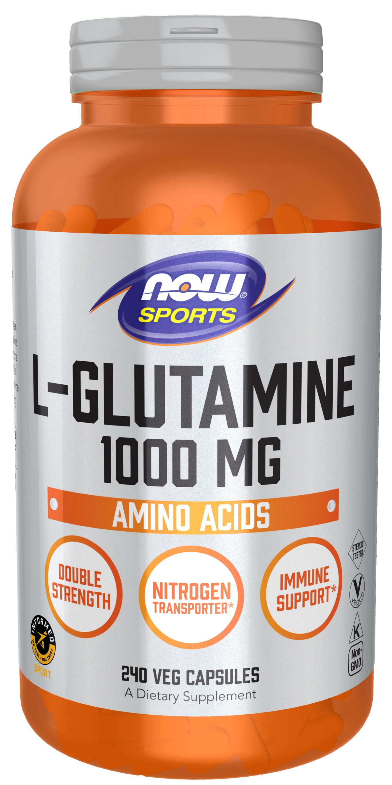 Now Foods L-Glutamine 1000mg, 240 Capsules
