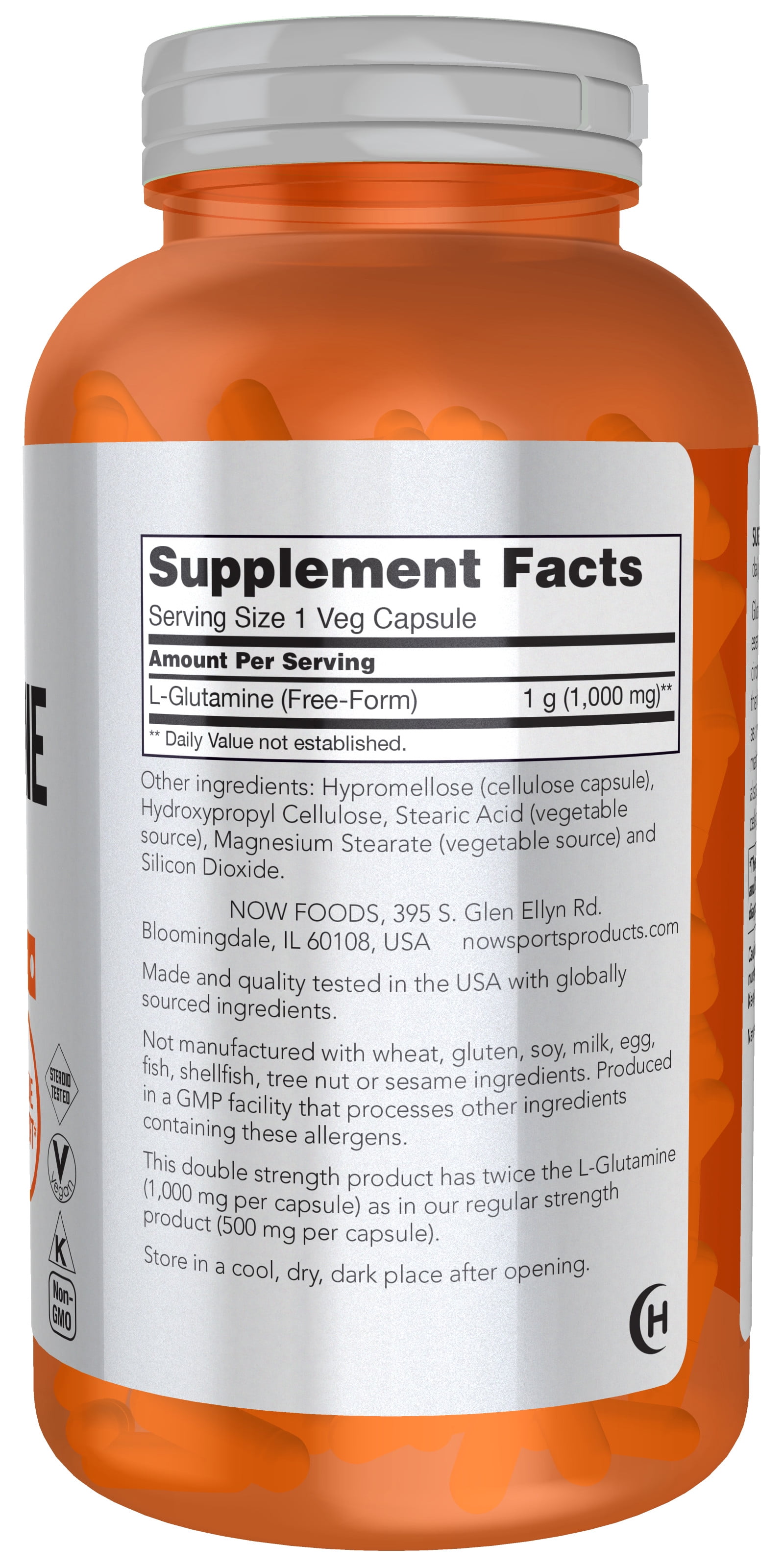 Now Foods L-Glutamine 1000mg, 240 Capsules