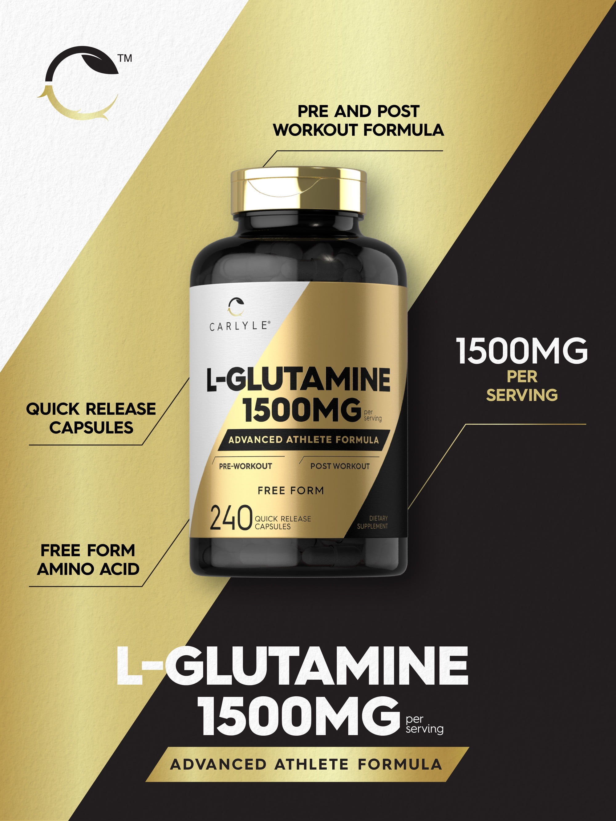 L-Glutamine 1500mg Capsules - 240 Count