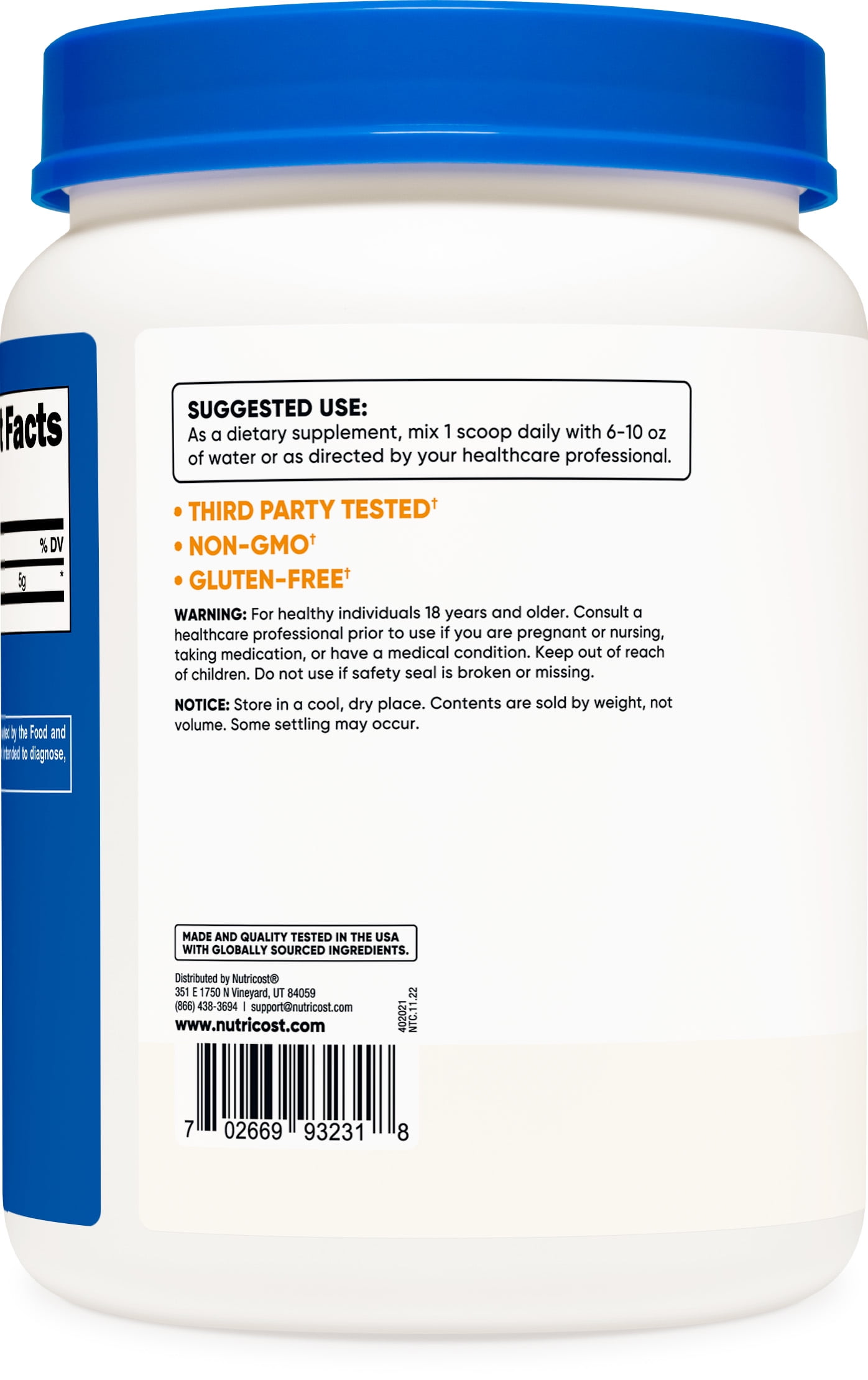 Nutricost L-Glutamine Powder 1 KG – 200 Servings
