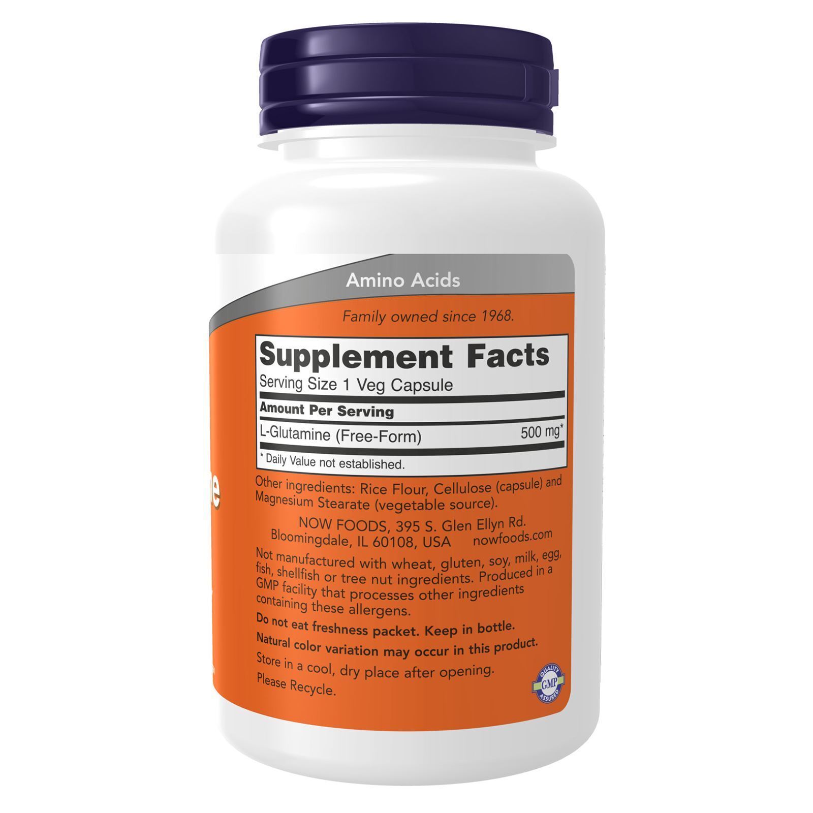 Now Foods L-Glutamine 500mg Capsules, 120 Count