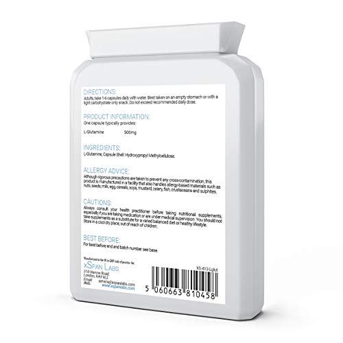 L-Glutamine 500mg Capsules - Pure Amino Acid