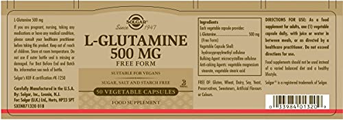Solgar L-Glutamine 500 mg - 50 Veggie Capsules