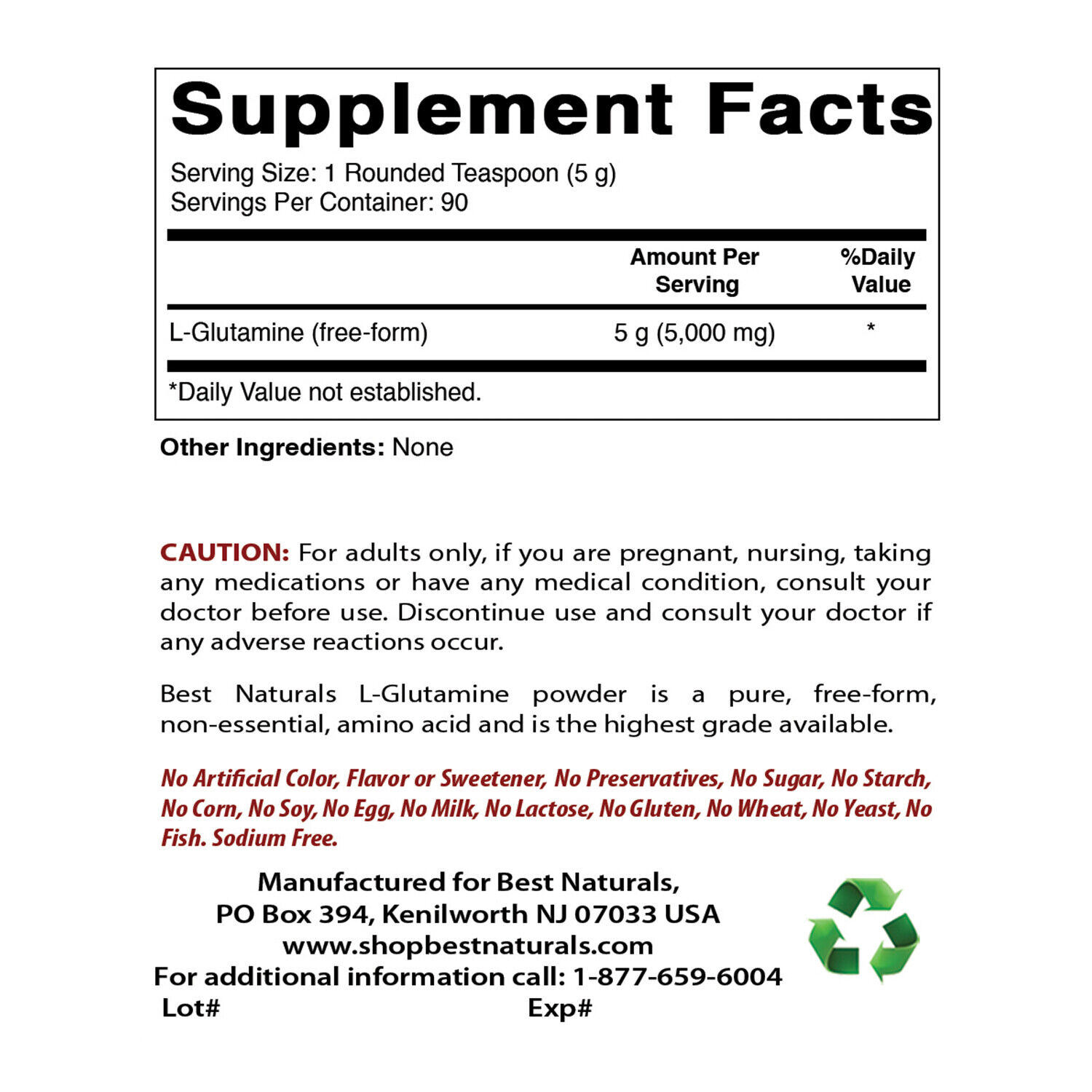 Pure L-Glutamine Powder – 1 Pound