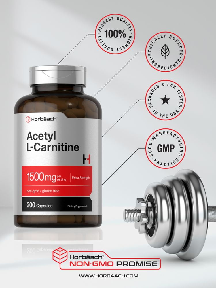 Horbäach Acetyl L-Carnitine 1500mg - 200 Capsules