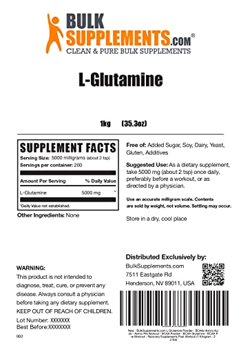 BulkSupplements L-Glutamine Powder - 5000 mg Serving