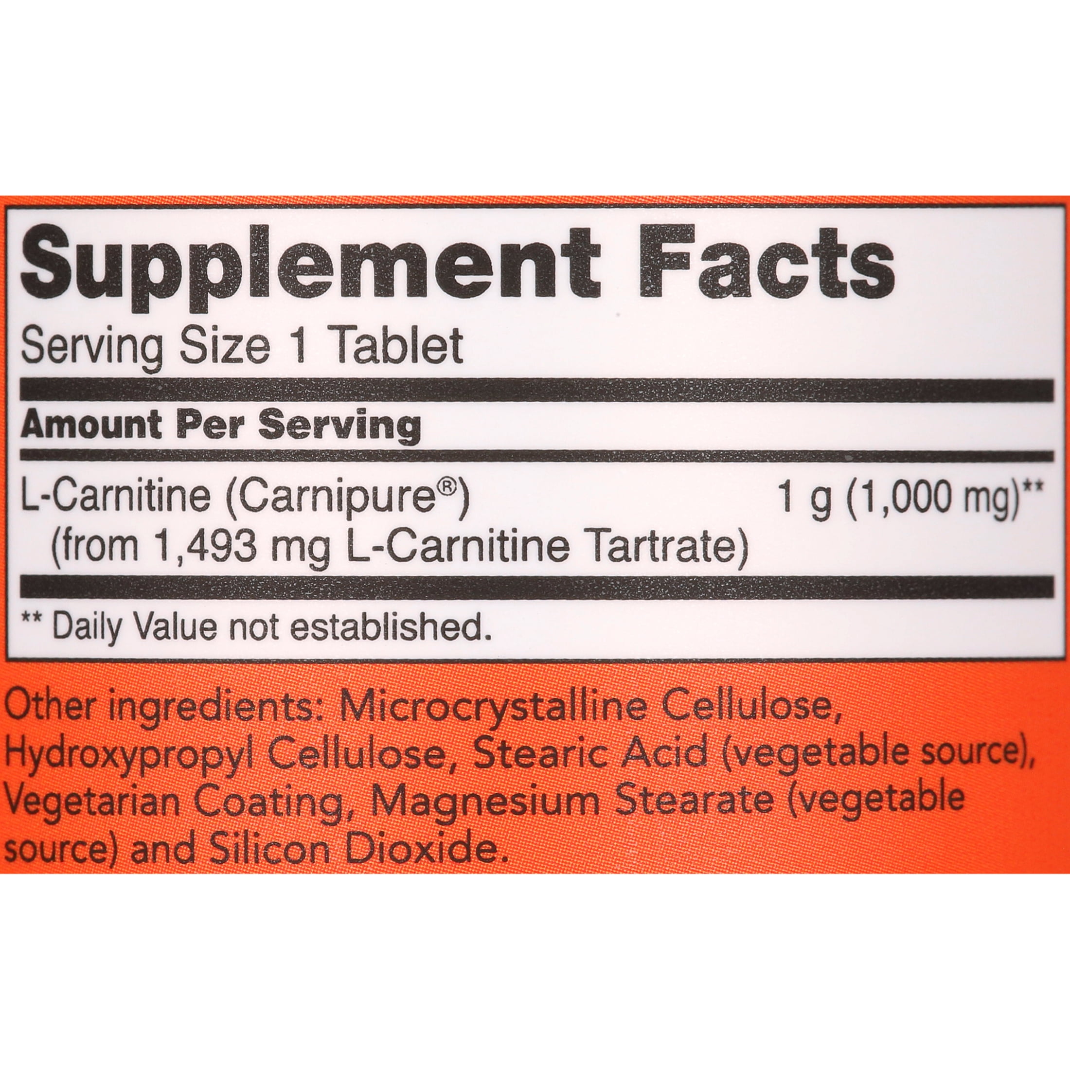 NOW L-Carnitine 1000 mg Amino Acid Tablets